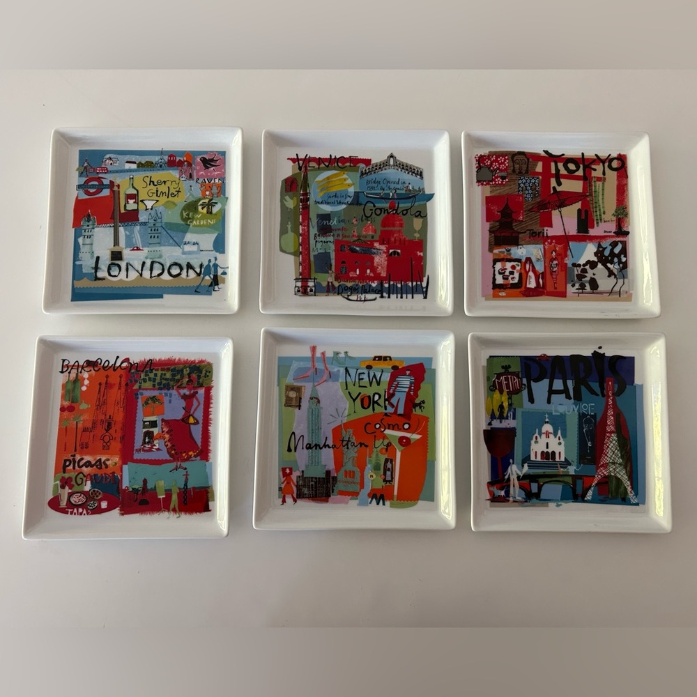Crate & Barrel Travel Plates Set of 6